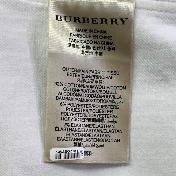 BURBERRY BRIT Size L Cream Cotton Blend Stretch Denim Jacket Blazer - Picture 6 of 8